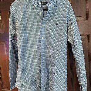 Polo by Ralph Lauren Men's Blue and White Check Shirt